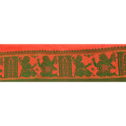 Sanskriti Vintage Sari Border Antique Woven Brocade 1 Yd Trim Craft Sewing Orange Lace