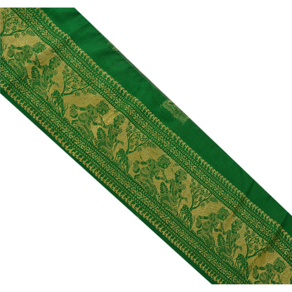 Sanskriti Vintage Sari Border Baluchari 1 YD Craft Trim Sewing Green Green Lace