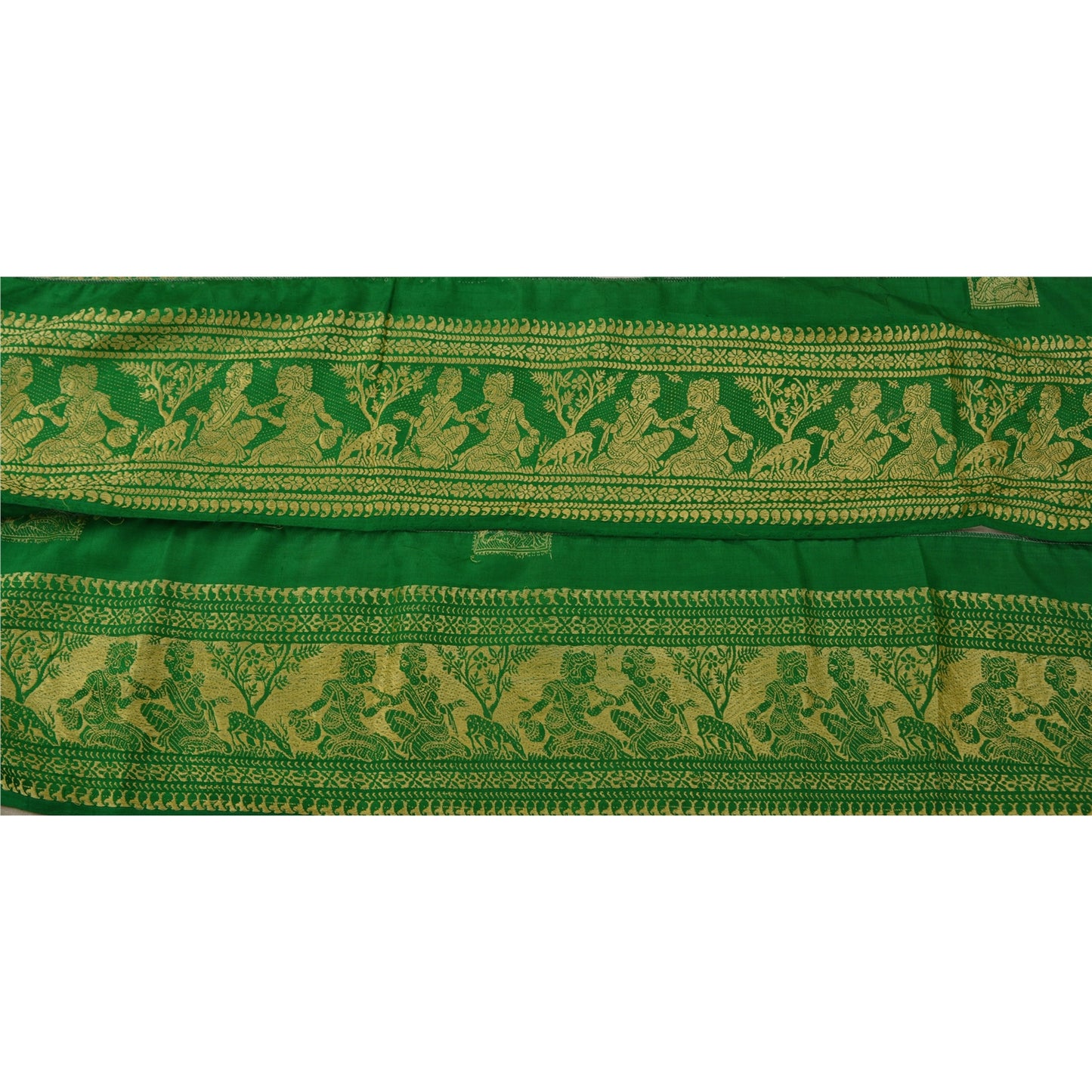 Sanskriti Vintage Sari Border Baluchari 1 YD Craft Trim Sewing Green Green Lace