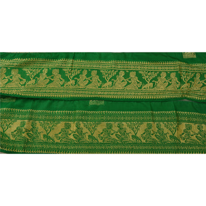 Sanskriti Vintage Sari Border Baluchari 1 YD Craft Trim Sewing Green Green Lace
