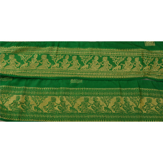Sanskriti Vintage Sari Border Baluchari 1 YD Craft Trim Sewing Green Green Lace