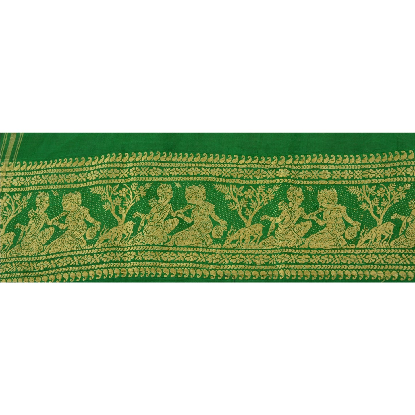 Sanskriti Vintage Sari Border Baluchari 1 YD Craft Trim Sewing Green Green Lace