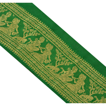 Sanskriti Vintage Sari Border Baluchari 1 YD Craft Trim Sewing Green Green Lace