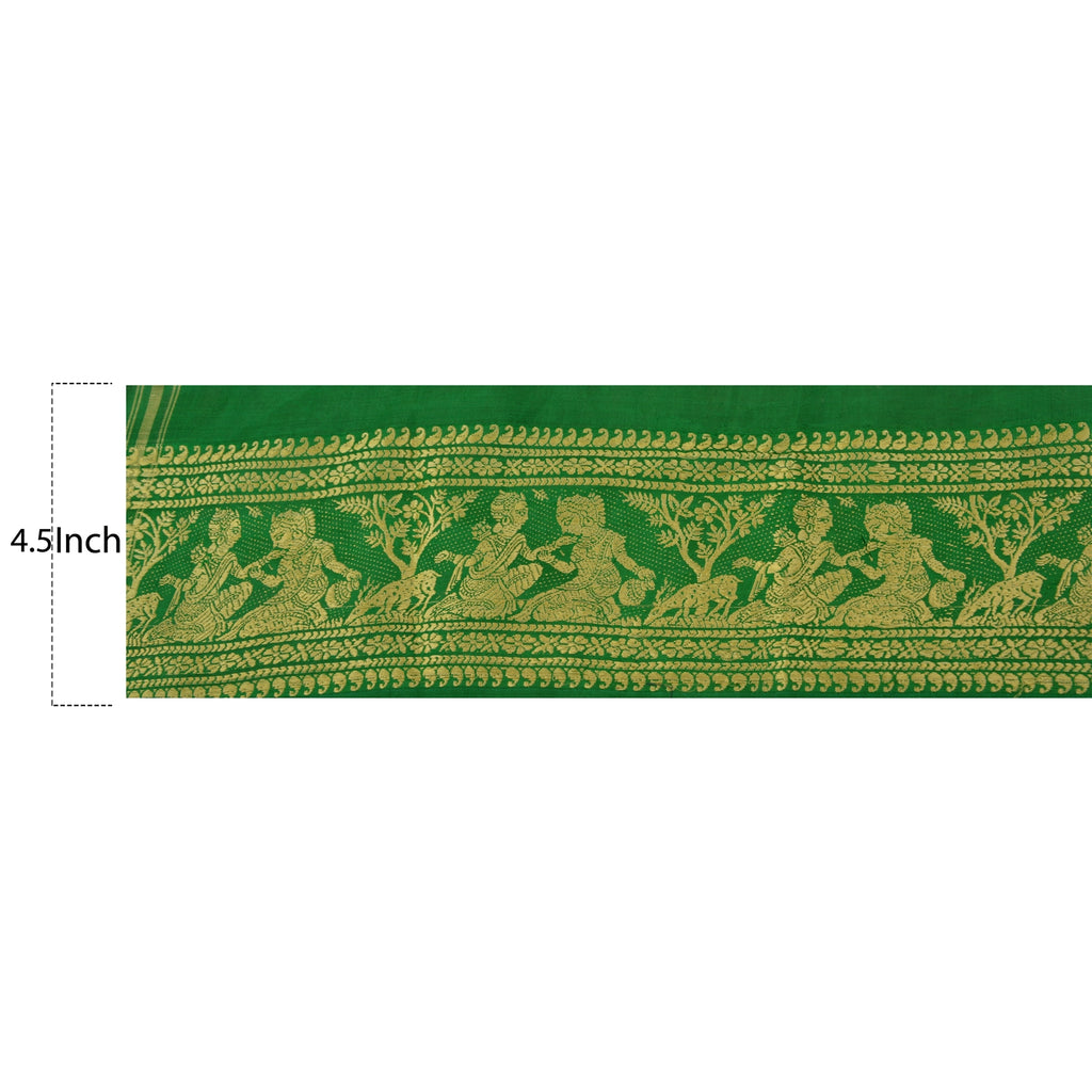 Sanskriti Vintage Sari Border Baluchari 1 YD Craft Trim Sewing Green Green Lace
