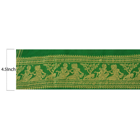 Sanskriti Vintage Sari Border Baluchari 1 YD Craft Trim Sewing Green Green Lace