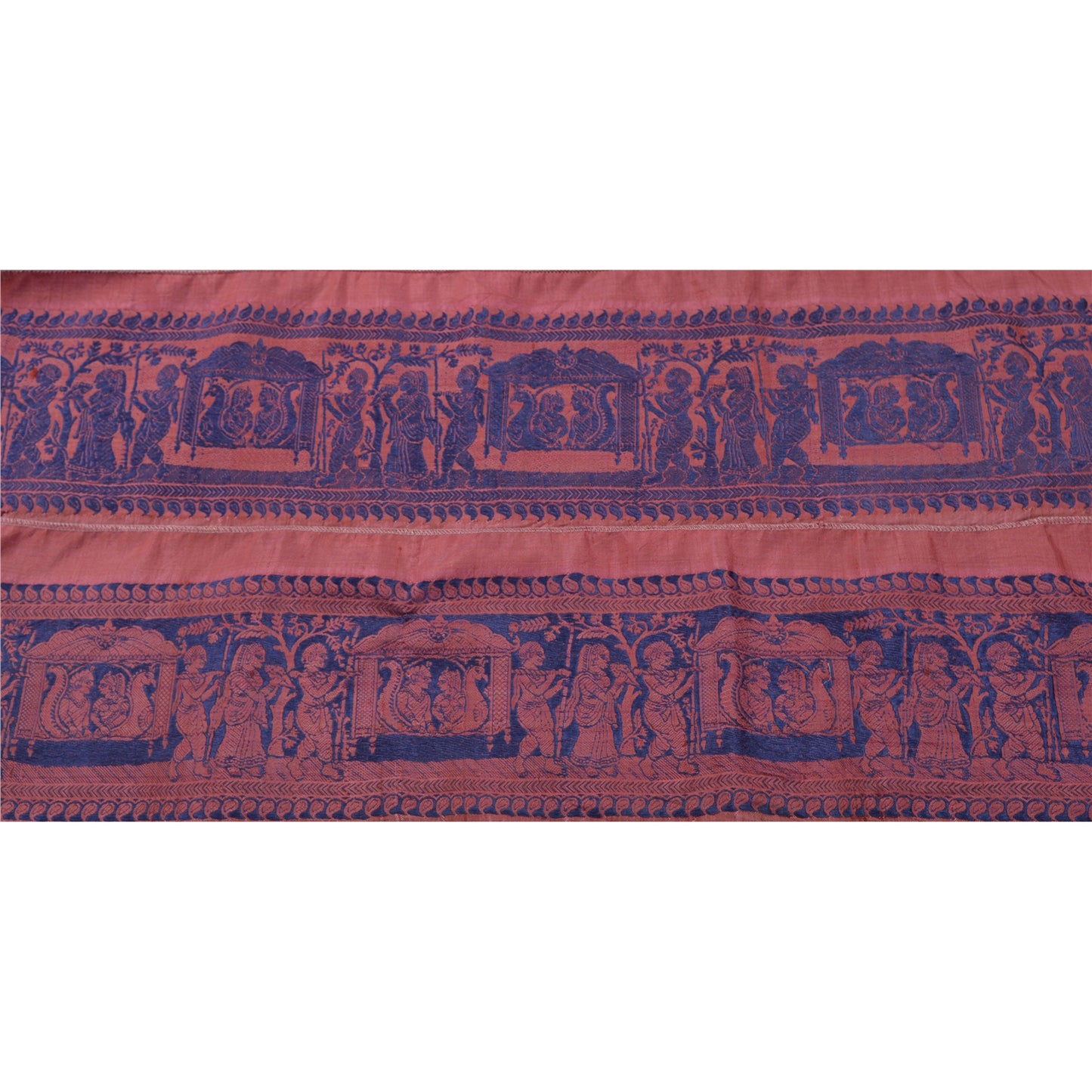 Sanskriti Vintage Sari Border Woven Baluchari 1 Yd Craft Trim Sewing Pink Lace