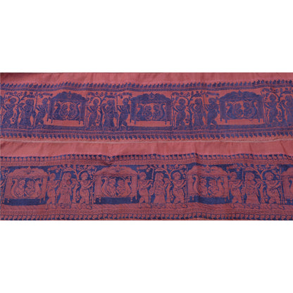 Sanskriti Vintage Sari Border Woven Baluchari 1 Yd Craft Trim Sewing Pink Lace