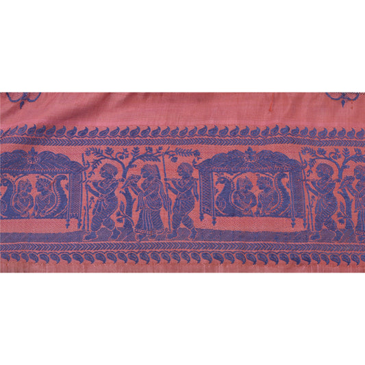 Sanskriti Vintage Sari Border Woven Baluchari 1 Yd Craft Trim Sewing Pink Lace