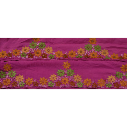 Sanskriti Vintage Border Antique Hand Beaded 1 Yd Indian Trim Sewing Purple Lace