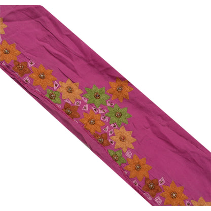 Sanskriti Vintage Border Antique Hand Beaded 1 Yd Indian Trim Sewing Purple Lace