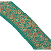 Sanskriti Vintage Sari Border Hand Embroidered 1 Yd Trim Sewing Green Craft Lace