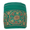 Sanskriti Vintage Sari Border Hand Embroidered 1 Yd Trim Sewing Green Craft Lace
