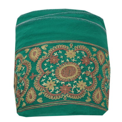 Sanskriti Vintage Sari Border Hand Embroidered 1 Yd Trim Sewing Green Craft Lace