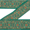 Sanskriti Vintage Sari Border Hand Embroidered 1 Yd Trim Sewing Green Craft Lace