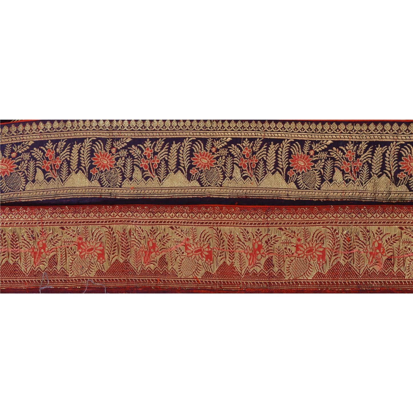 Sanskriti Vintage Sari Border Woven Brocade 1 Yd Trim Craft Sewing Purple Lace