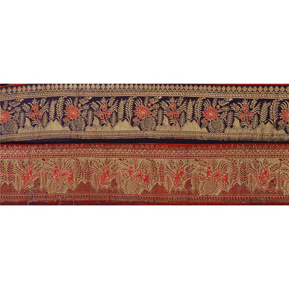 Sanskriti Vintage Sari Border Woven Brocade 1 Yd Trim Craft Sewing Purple Lace