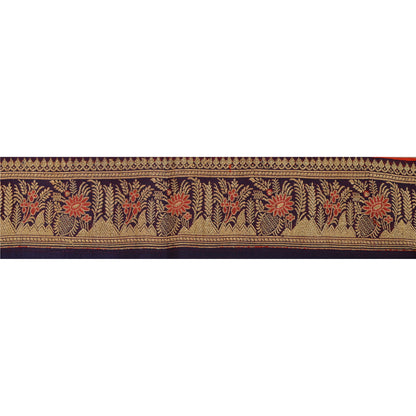 Sanskriti Vintage Sari Border Woven Brocade 1 Yd Trim Craft Sewing Purple Lace