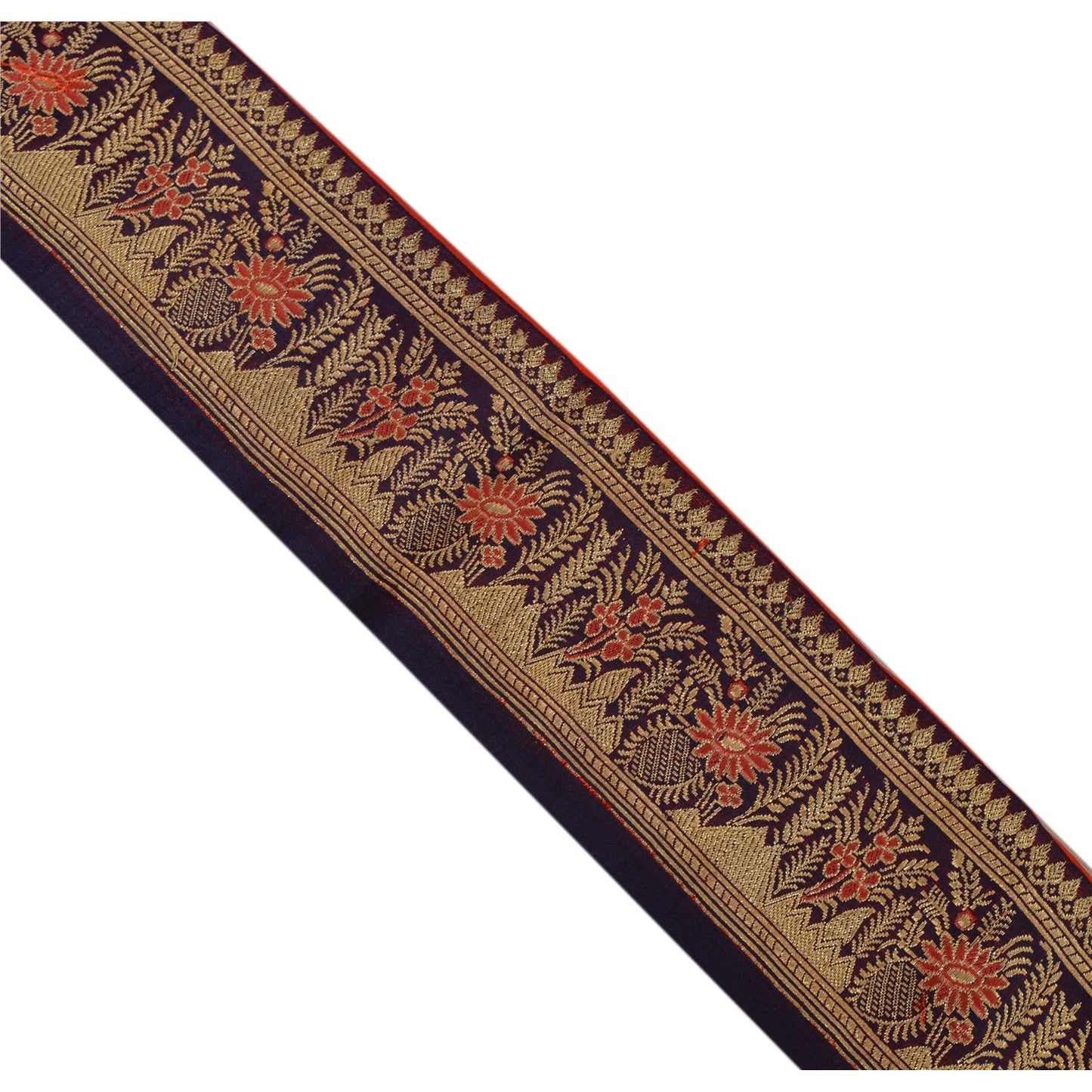 Sanskriti Vintage Sari Border Woven Brocade 1 Yd Trim Craft Sewing Purple Lace