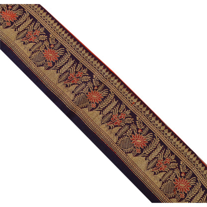 Sanskriti Vintage Sari Border Woven Brocade 1 Yd Trim Craft Sewing Purple Lace