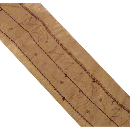 Sanskriti Vintage Sari Kant Håndperlet 1 YD Kant Syning Gylden Håndværksblonde