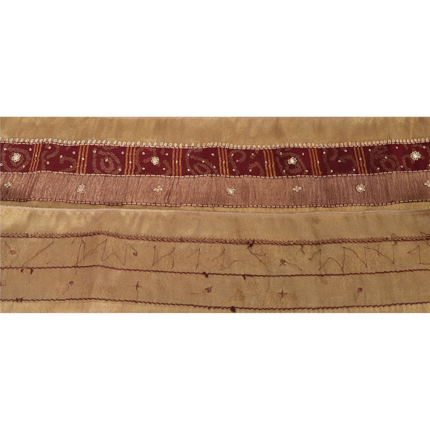 Sanskriti Vintage Sari Kant Håndperlet 1 YD Kant Syning Gylden Håndværksblonde