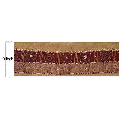 Sanskriti Vintage Sari Kant Håndperlet 1 YD Kant Syning Gylden Håndværksblonde