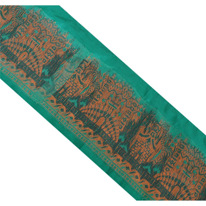 Sanskriti Vintage Sari Border Woven 1 YD Trim Sewing Green Craft Floral Lace