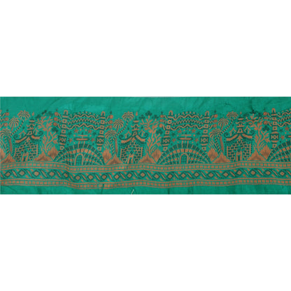Sanskriti Vintage Sari Border Woven 1 YD Trim Sewing Green Craft Floral Lace