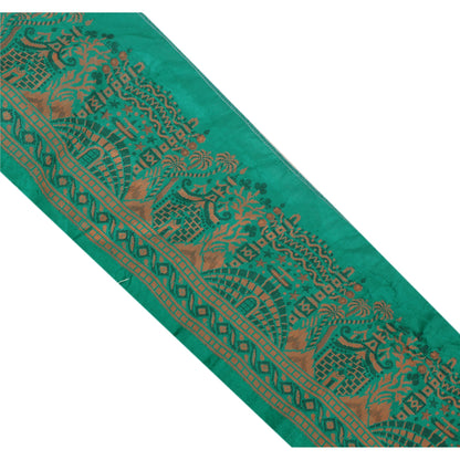 Sanskriti Vintage Sari Border Woven 1 YD Trim Sewing Green Craft Floral Lace