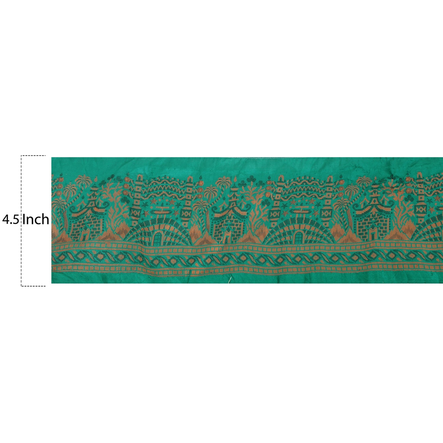 Sanskriti Vintage Sari Border Woven 1 YD Trim Sewing Green Craft Floral Lace