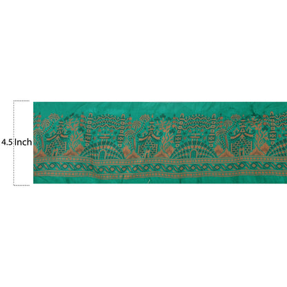 Sanskriti Vintage Sari Border Woven 1 YD Trim Sewing Green Craft Floral Lace