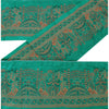 Sanskriti Vintage Sari Border Woven 1 YD Trim Sewing Green Craft Floral Lace
