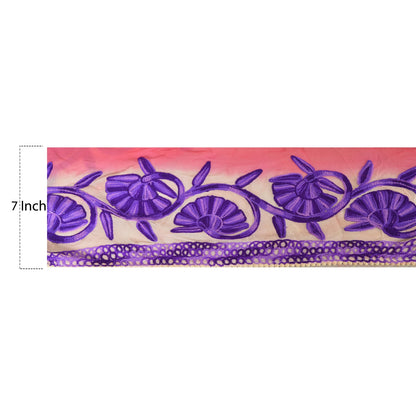 Sanskriti Vintage Sari Border Hand Embroidered Ari 1 YD Trim Sewing Pink Lace