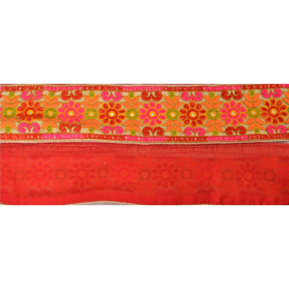 Санскрити Винтаж Сари Кайма Вышитая 1Yd Отделка Шитье Кремовый Крафт Кружево