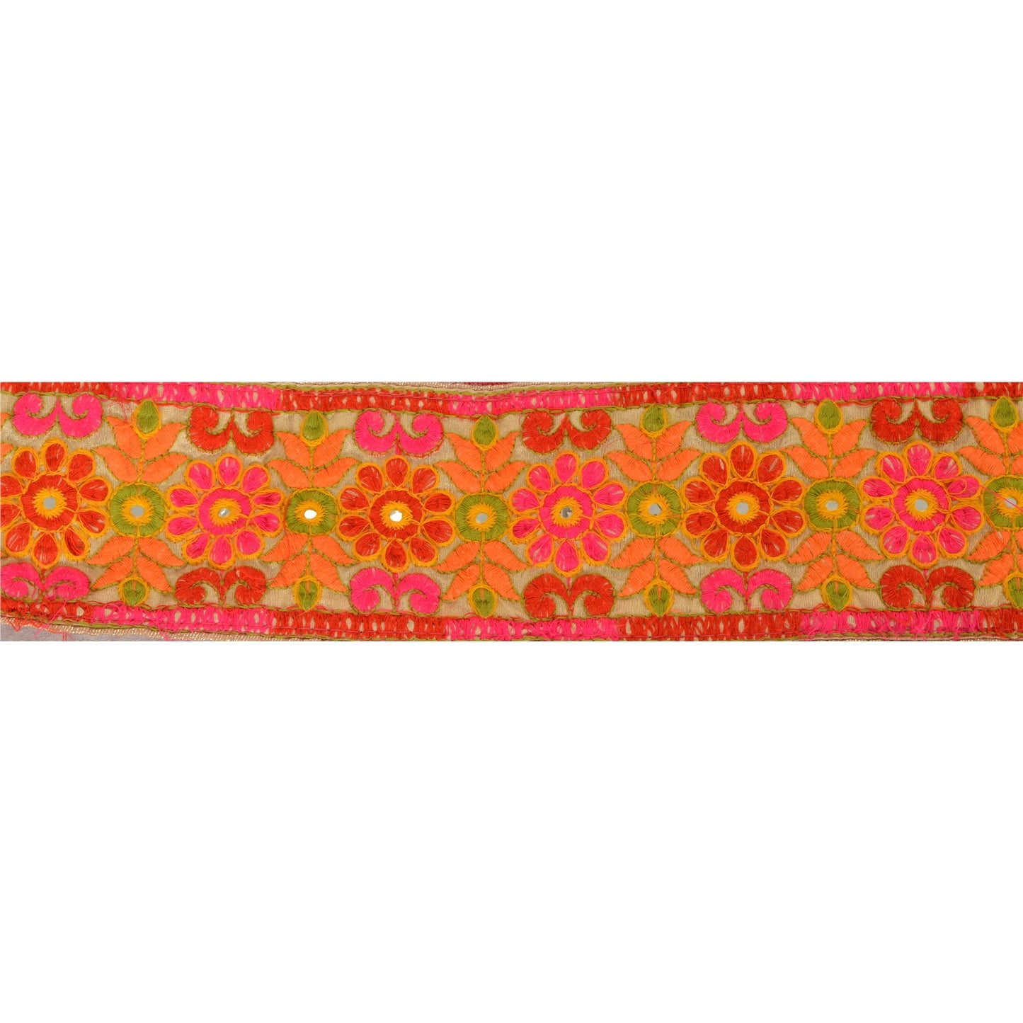 Санскрити Винтаж Сари Кайма Вышитая 1Yd Отделка Шитье Кремовый Крафт Кружево