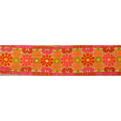 Санскрити Винтаж Сари Кайма Вышитая 1Yd Отделка Шитье Кремовый Крафт Кружево