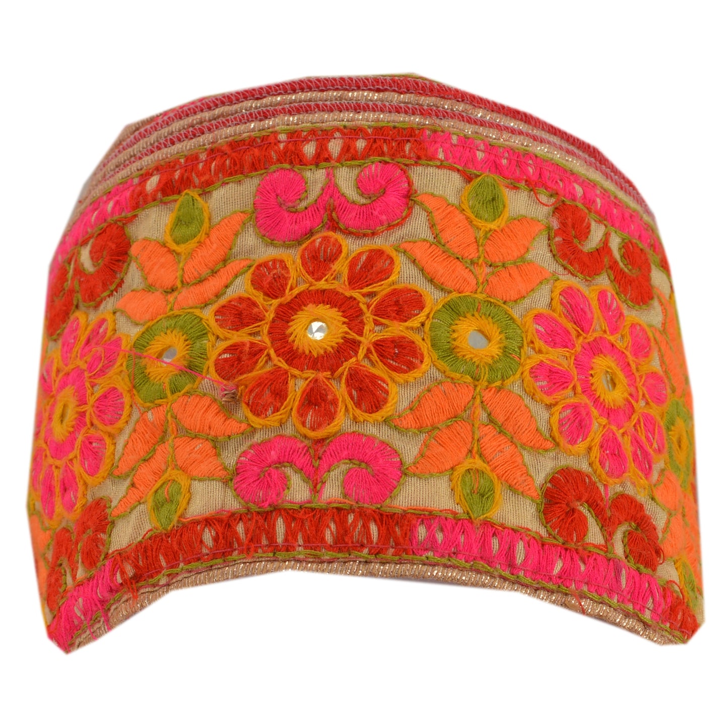 Санскрити Винтаж Сари Кайма Вышитая 1Yd Отделка Шитье Кремовый Крафт Кружево