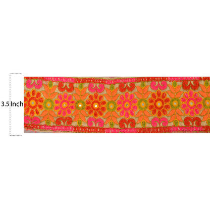 Санскрити Винтаж Сари Кайма Вышитая 1Yd Отделка Шитье Кремовый Крафт Кружево