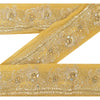 Sanskriti Vintage Sari Border Hand Beaded 1 Yd Trim Sewing Cream Craft Lace