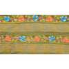 Sanskriti Vintage Sari Border Hand Beaded 1 YD Craft Trim Sewing Green Lace