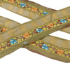 Sanskriti Vintage Sari Border Hand Beaded 1 YD Craft Trim Sewing Green Lace