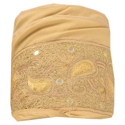 Sanskriti Vintage Sari Border Hand Beaded 1 Yd Trim Sewing Cream Craft Lace
