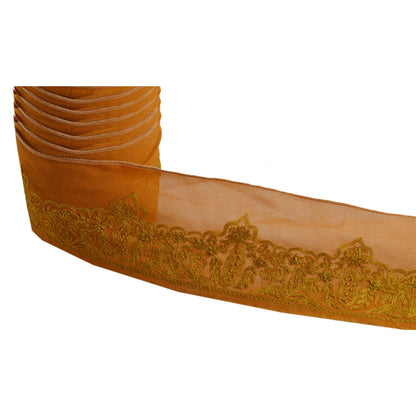 Sanskriti Vintage Sari Border Hand Embroidered 1 Yd Trim Sewing Orange Craft Lace