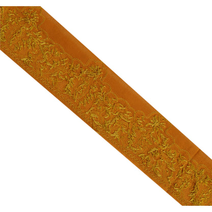 Sanskriti Vintage Sari Border Hand Embroidered 1 Yd Trim Sewing Orange Craft Lace