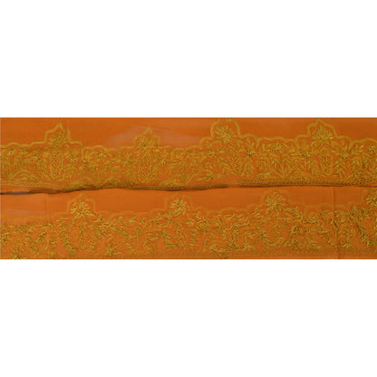Sanskriti Vintage Sari Border Hand Embroidered 1 Yd Trim Sewing Orange Craft Lace