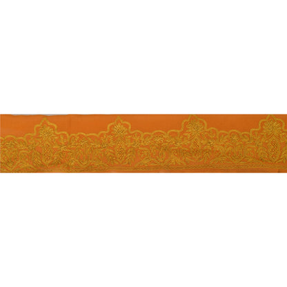 Sanskriti Vintage Sari Border Hand Embroidered 1 Yd Trim Sewing Orange Craft Lace