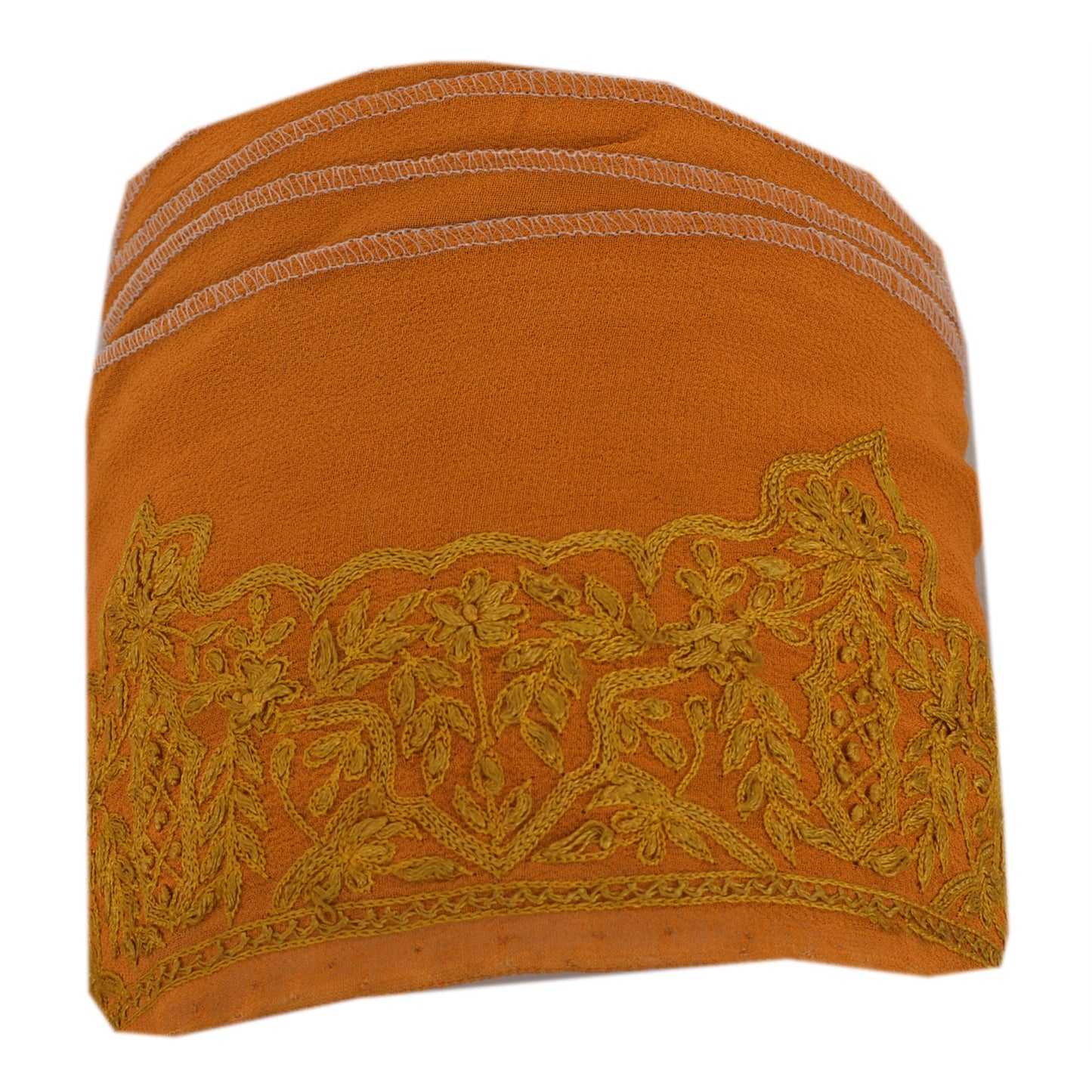 Sanskriti Vintage Sari Border Hand Embroidered 1 Yd Trim Sewing Orange Craft Lace