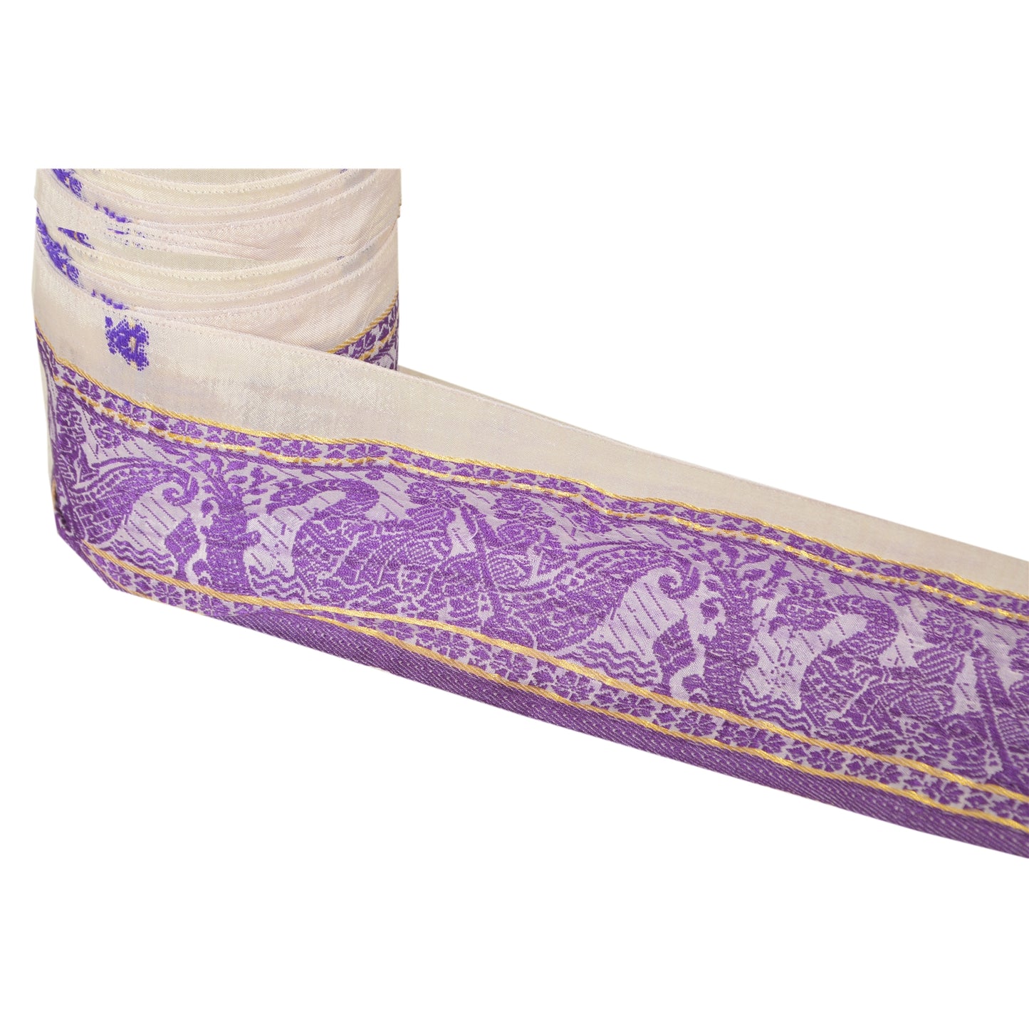 Sanskriti Vintage Sari Border Woven Baluchari 71 YD Craft Trim Sewing Cream Lace