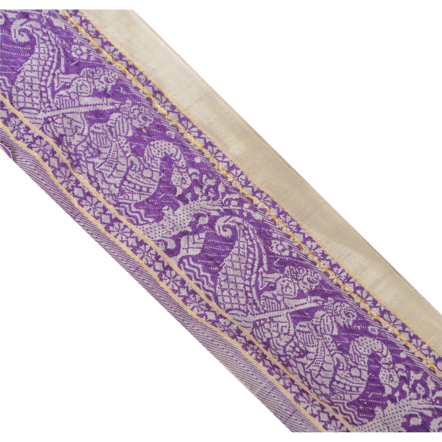 Sanskriti Vintage Sari Border Woven Baluchari 71 YD Craft Trim Sewing Cream Lace