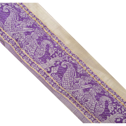 Sanskriti Vintage Sari Border Woven Baluchari 71 YD Craft Trim Sewing Cream Lace